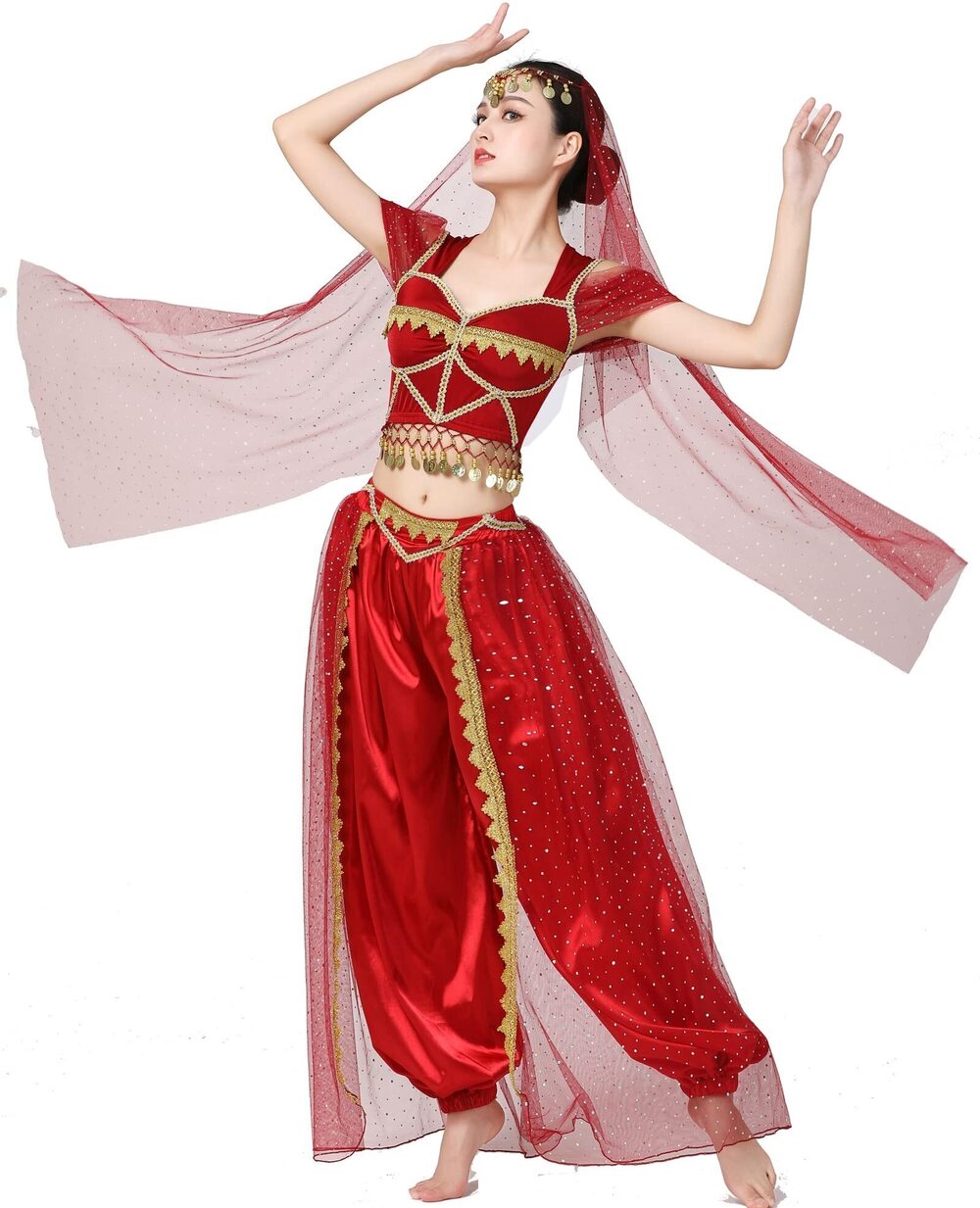 4534 Cosplay Costume Indian Belly Dance Costume Bra Top with Chest & Pants